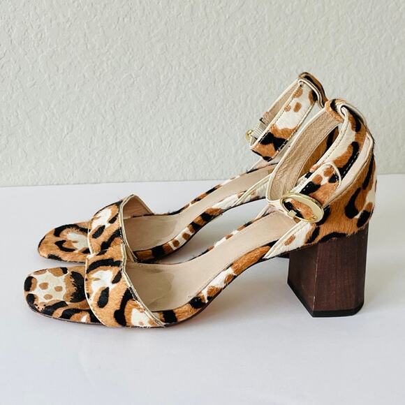Louise et Cie Leopard Print Wood Heel Ankle Strap Sandal - Picture 7 of 11